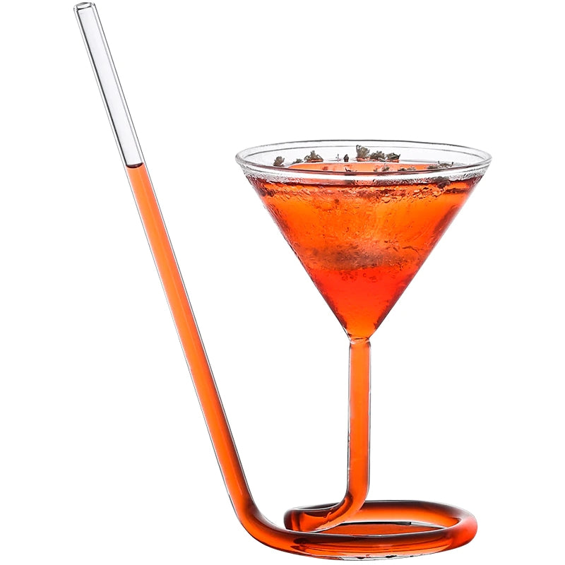 110ml Creative Screw Spiral Straw Molecular Cocktail Glass